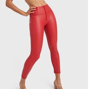 Freddy WR. Red Faux leather high waisted 7/8 jeans. NWT! Size XS 2. Nice butt